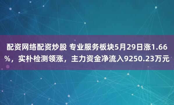 配资网络配资炒股 专业服务板块5月29日涨1.66%，实朴检测领涨，主力资金净流入9250.23万元