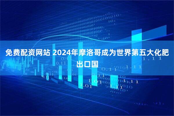 免费配资网站 2024年摩洛哥成为世界第五大化肥出口国