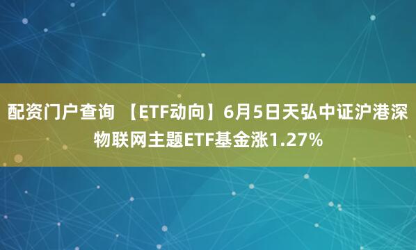 配资门户查询 【ETF动向】6月5日天弘中证沪港深物联网主题ETF基金涨1.27%