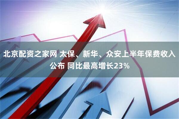 北京配资之家网 太保、新华、众安上半年保费收入公布 同比最高增长23%