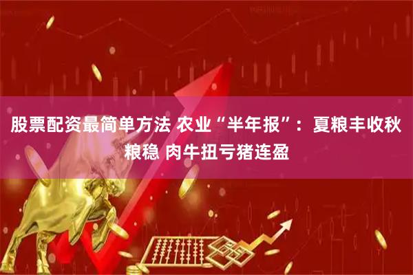 股票配资最简单方法 农业“半年报”：夏粮丰收秋粮稳 肉牛扭亏猪连盈